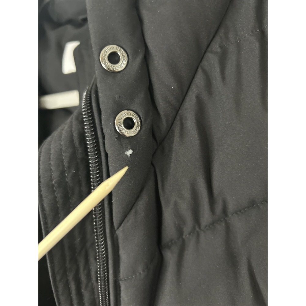 Calvin Klein Sorona Aura Black Hooded Puffer Jacket Mid-Length Women's Size Leg - Picture 5 of 16